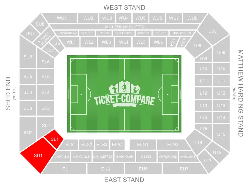 Stamford Bridge Sitzplan – Away-Bereich